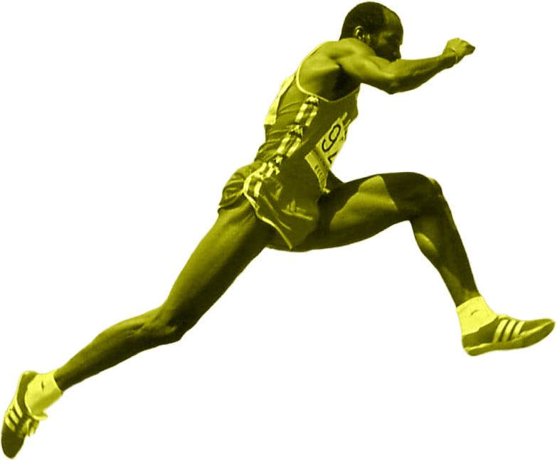 Yellow-tinted athlete jumping