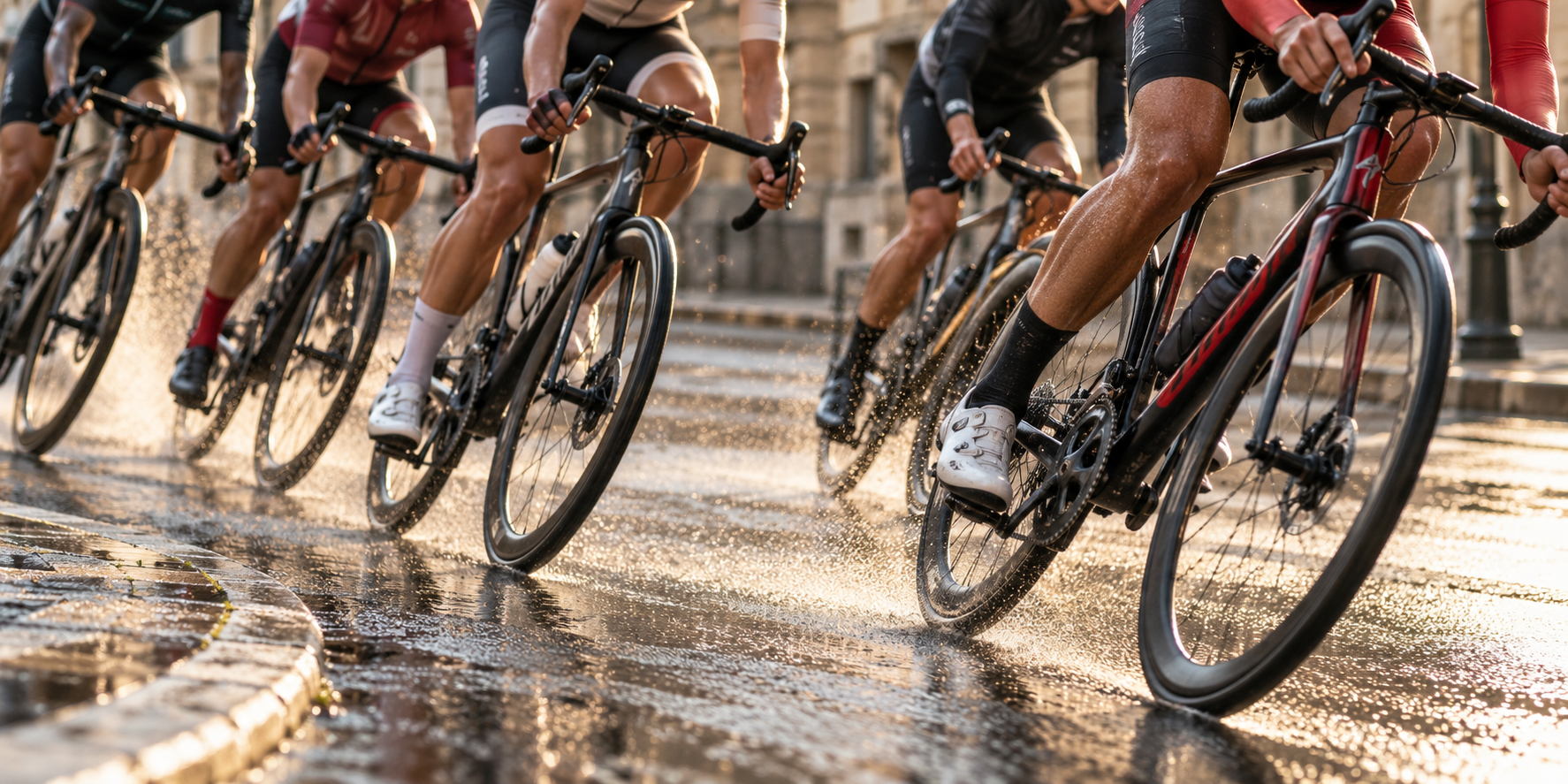 Cyclist sweeping through a road-race corner